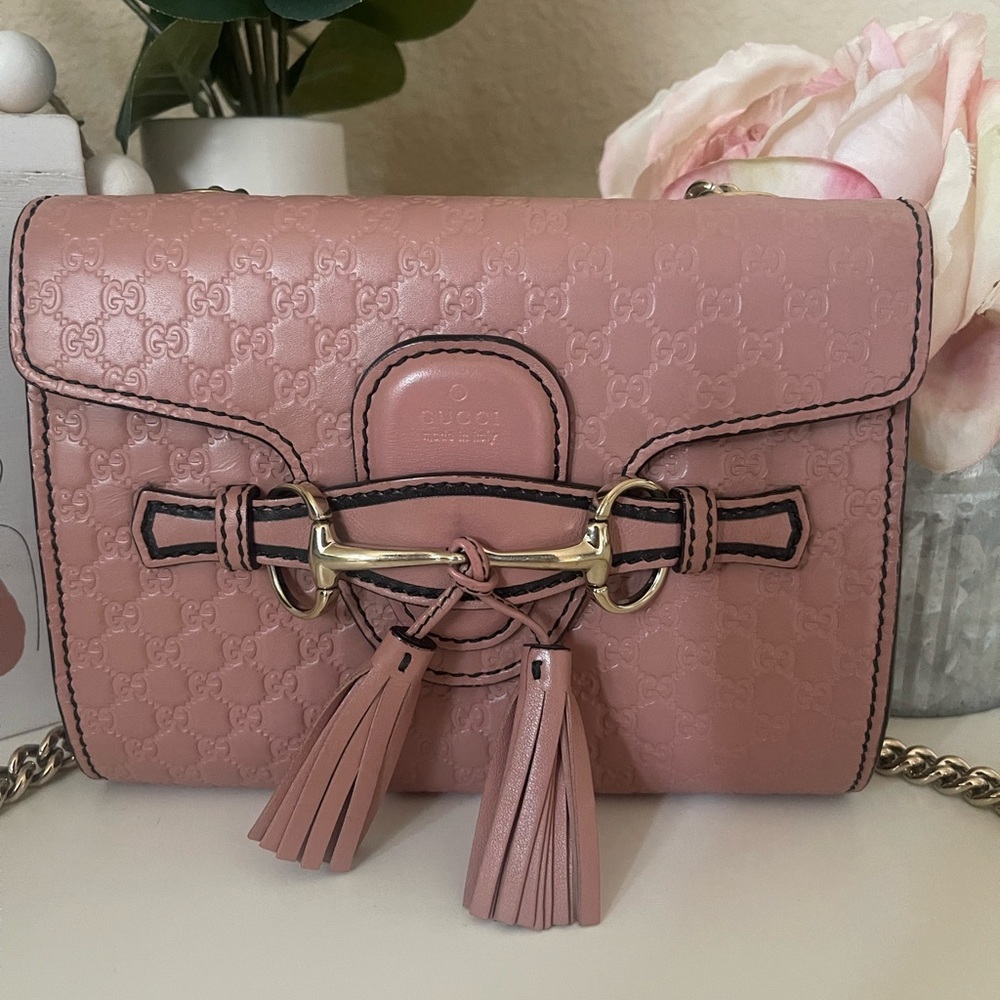 Gucci Mini Emily Microguccissima Leather Blush Pink Crossbody Bag